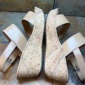 Born Womens Metzger Beige Leather Wedge Heel Slingback Sandals Size 11 M